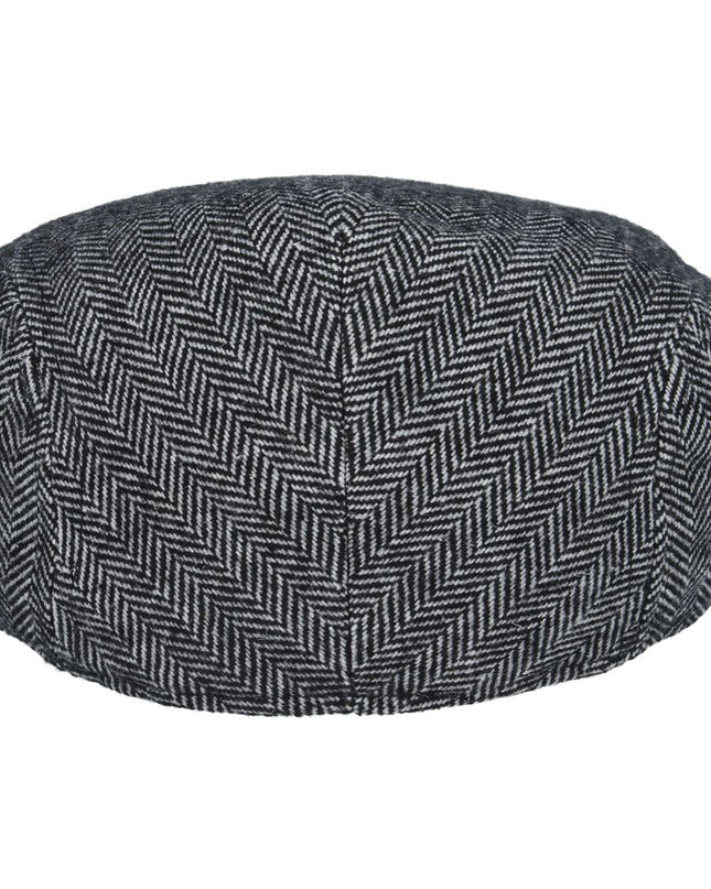 Men Country Tweed Herringbone Flat Cap