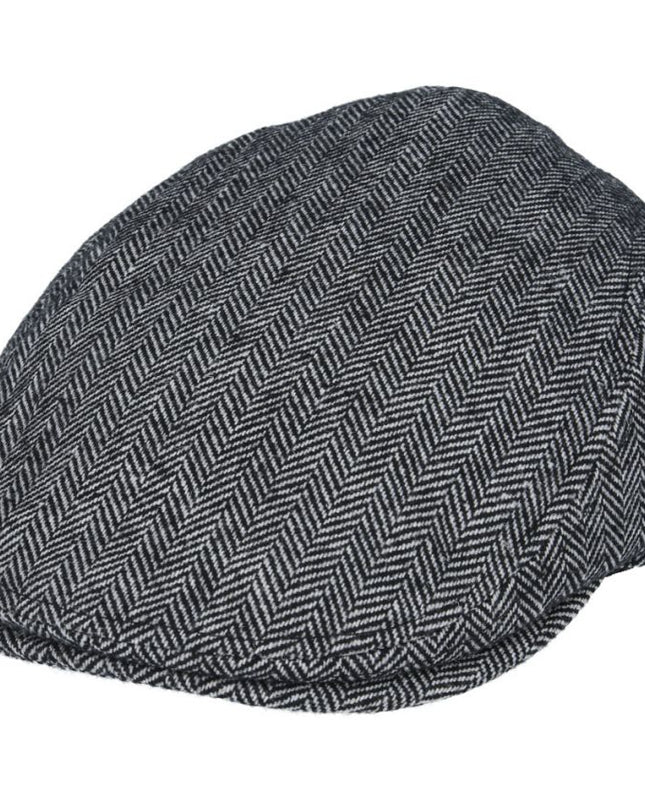 Men Country Tweed Herringbone Flat Cap