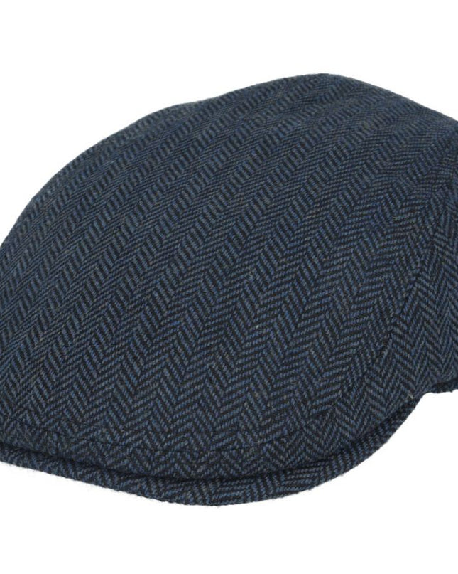Men Country Tweed Herringbone Flat Cap