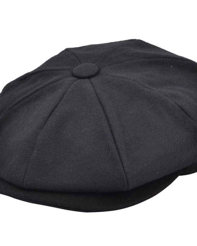 Wool Newsboy Cap Classic Button Top Baker Boy Hat
