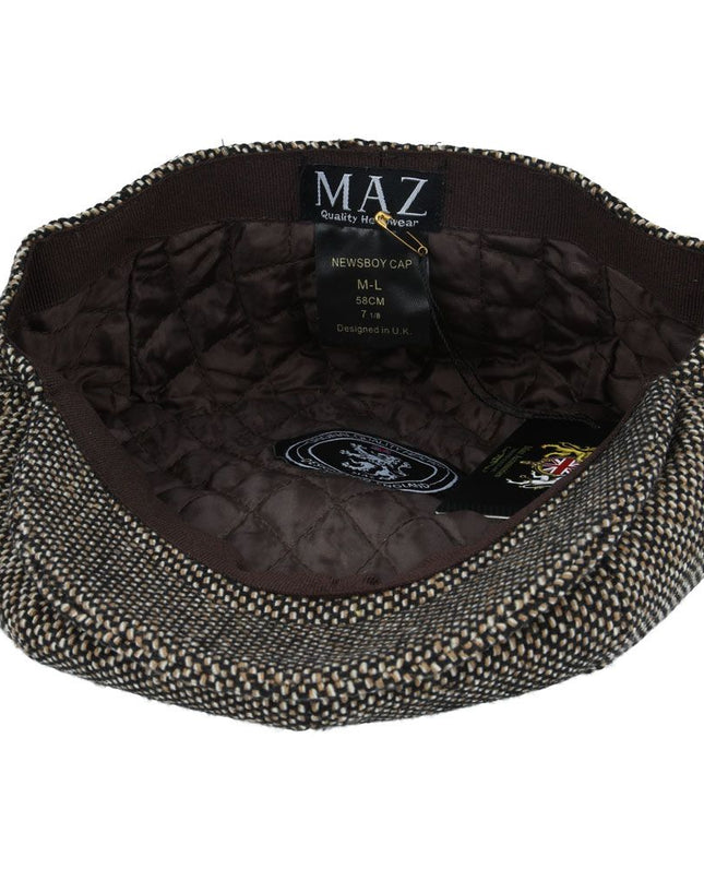 Newsboy Cap Salt & Pepper 8 Panel Wool Cap