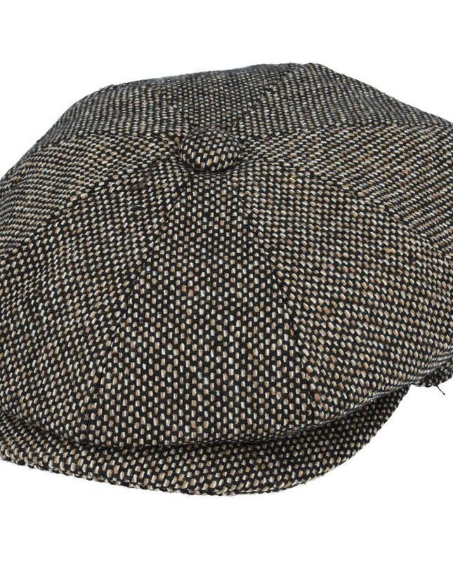 Newsboy Cap Salt & Pepper 8 Panel Wool Cap