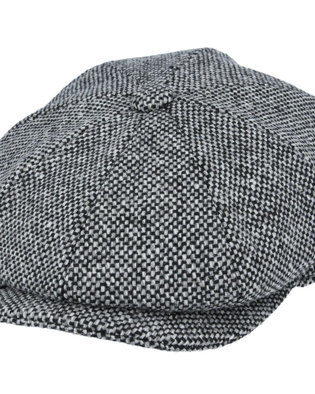Newsboy Cap Salt & Pepper 8 Panel Wool Cap