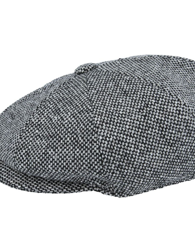 Newsboy Cap Salt & Pepper 8 Panel Wool Cap